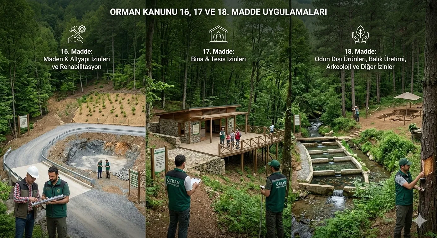 Orman Kanunu 16, 17 ve 18. madde uygulamalarını gösteren saha örnekleri